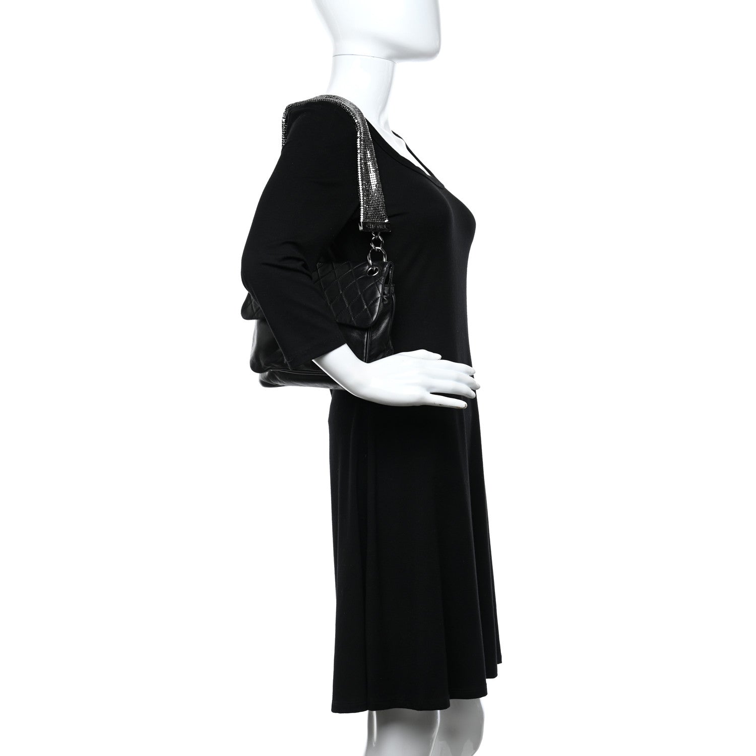 Chanel Lambskin Quilted Chain Mail Shoulder Bag Black 2 of 9
