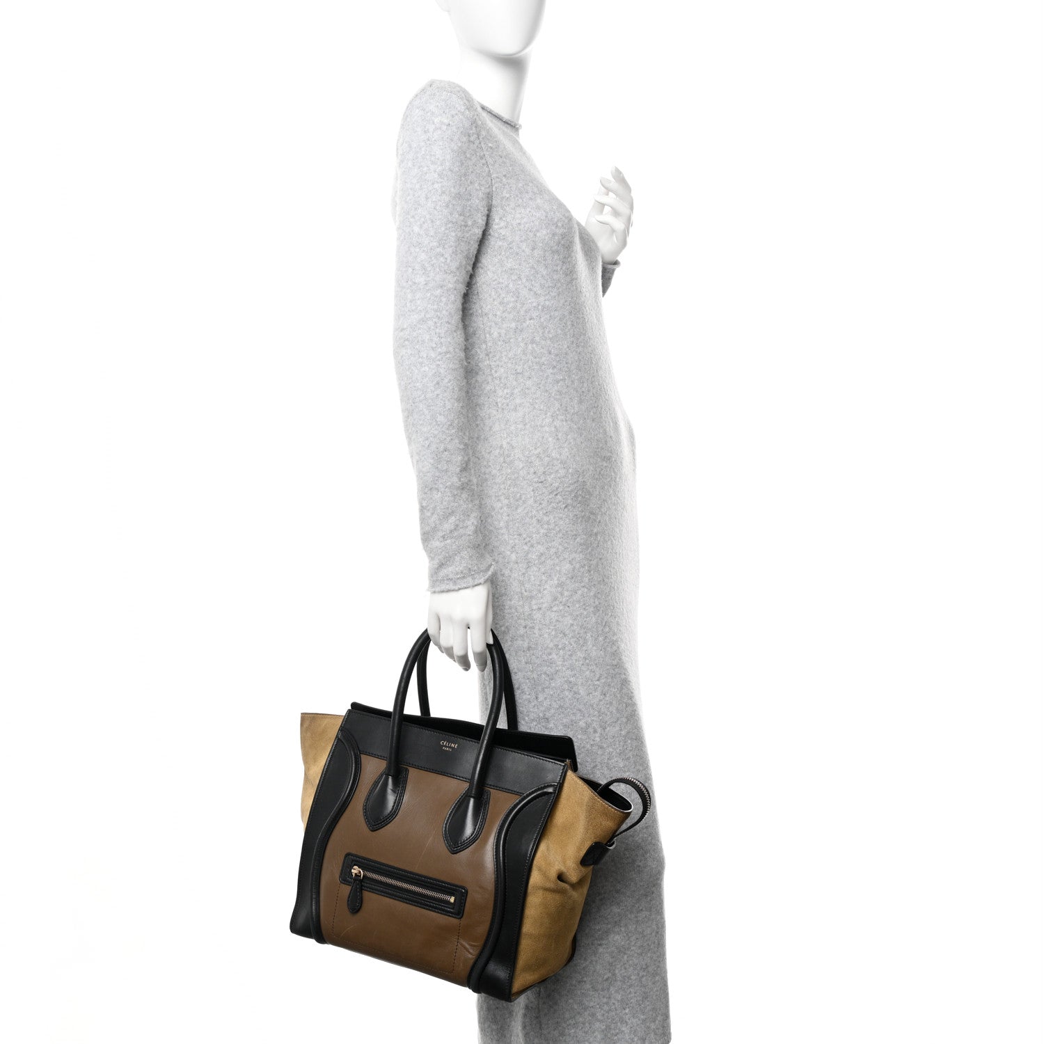 Celine Satin Calfskin Suede Mini Tri-Color Luggage Olive 2 of 15