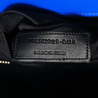 Saint Laurent Grain De Poudre Matelasse Chevron Large Monogram Satchel Royal Blue 9 of 9