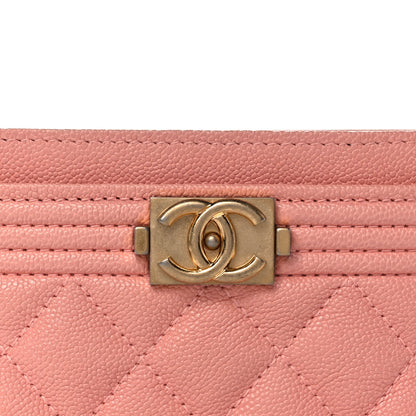 Chanel Caviar Quilted Boy Card Holder Pink 8 of 9