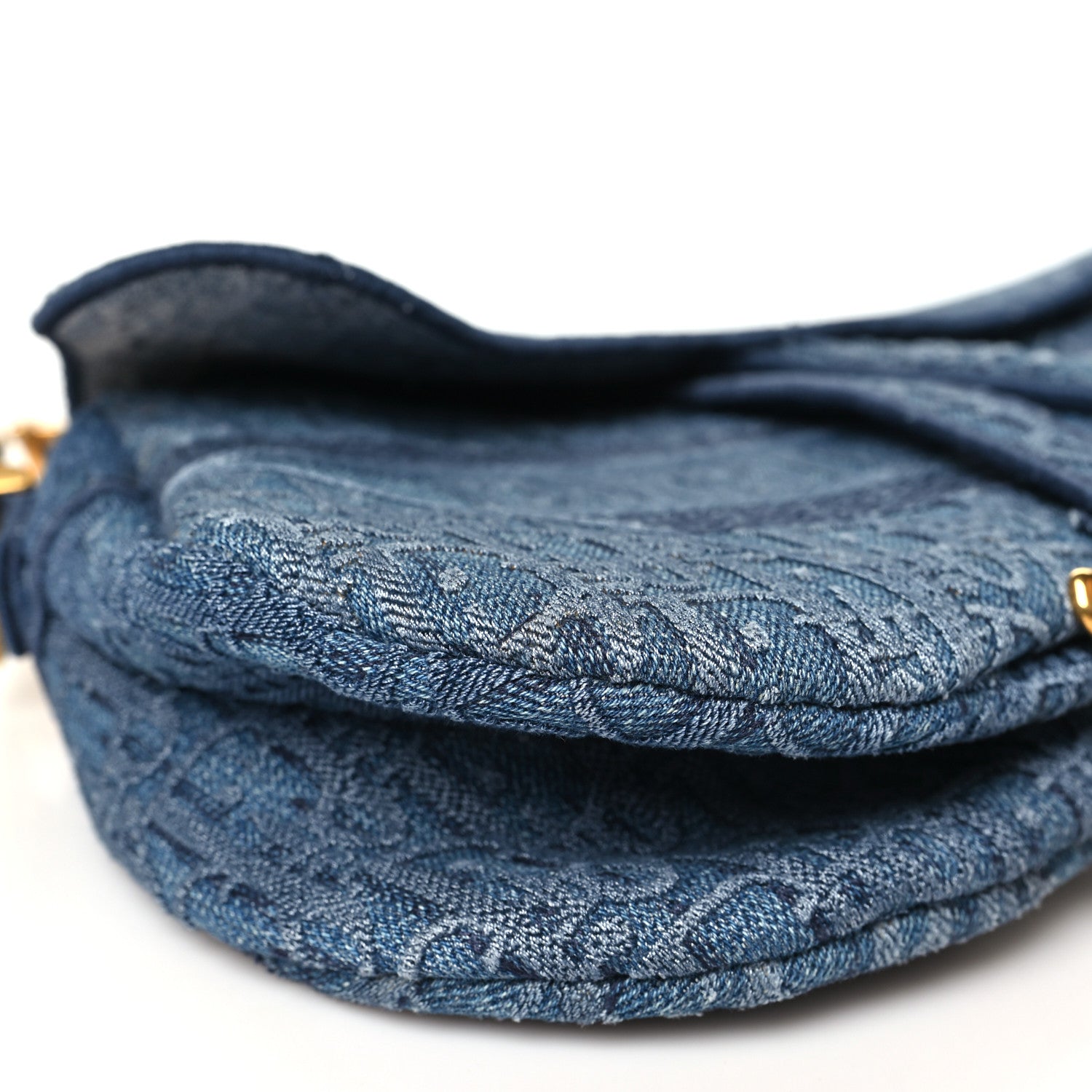 Christian Dior Oblique Embroidered Saddle Bag Denim Blue 9 of 10