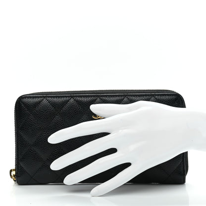 Chanel Caviar Quilted Large Gusset Zip Around Wallet Black 2 of 9