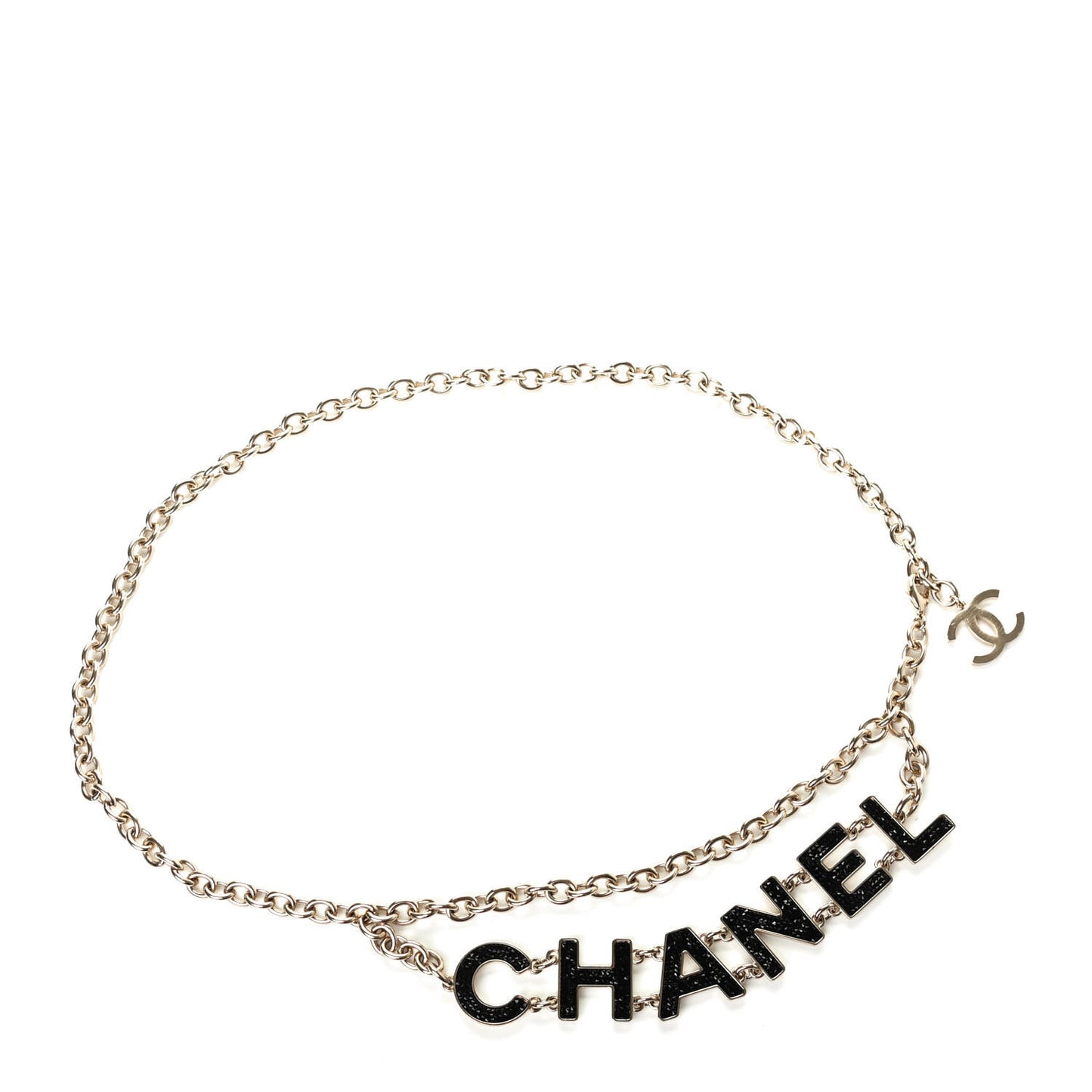 Crystal Logo Chain Belt Gold Black
