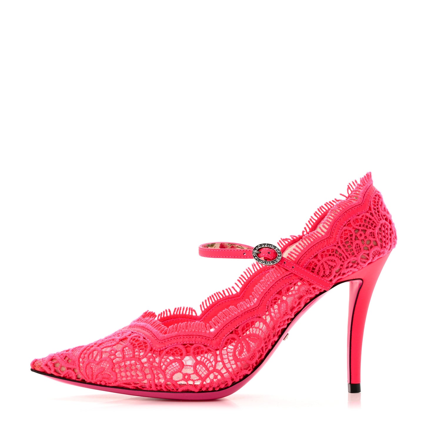 Corded Lace Crystal Virginia 95 Mary Jane Pumps 37.5 Fuxia