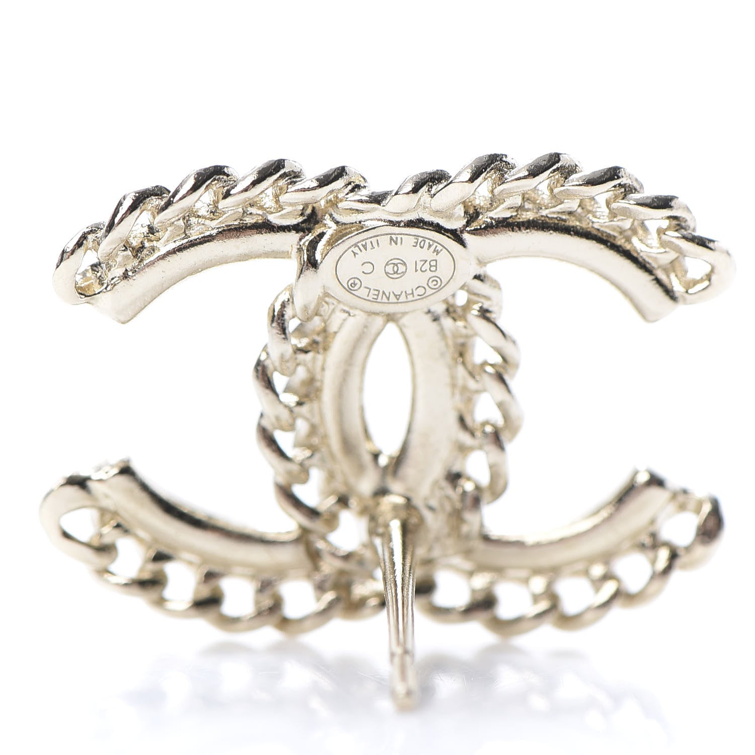 Chanel Crystal Chain CC Earrings Gold 4 of 4