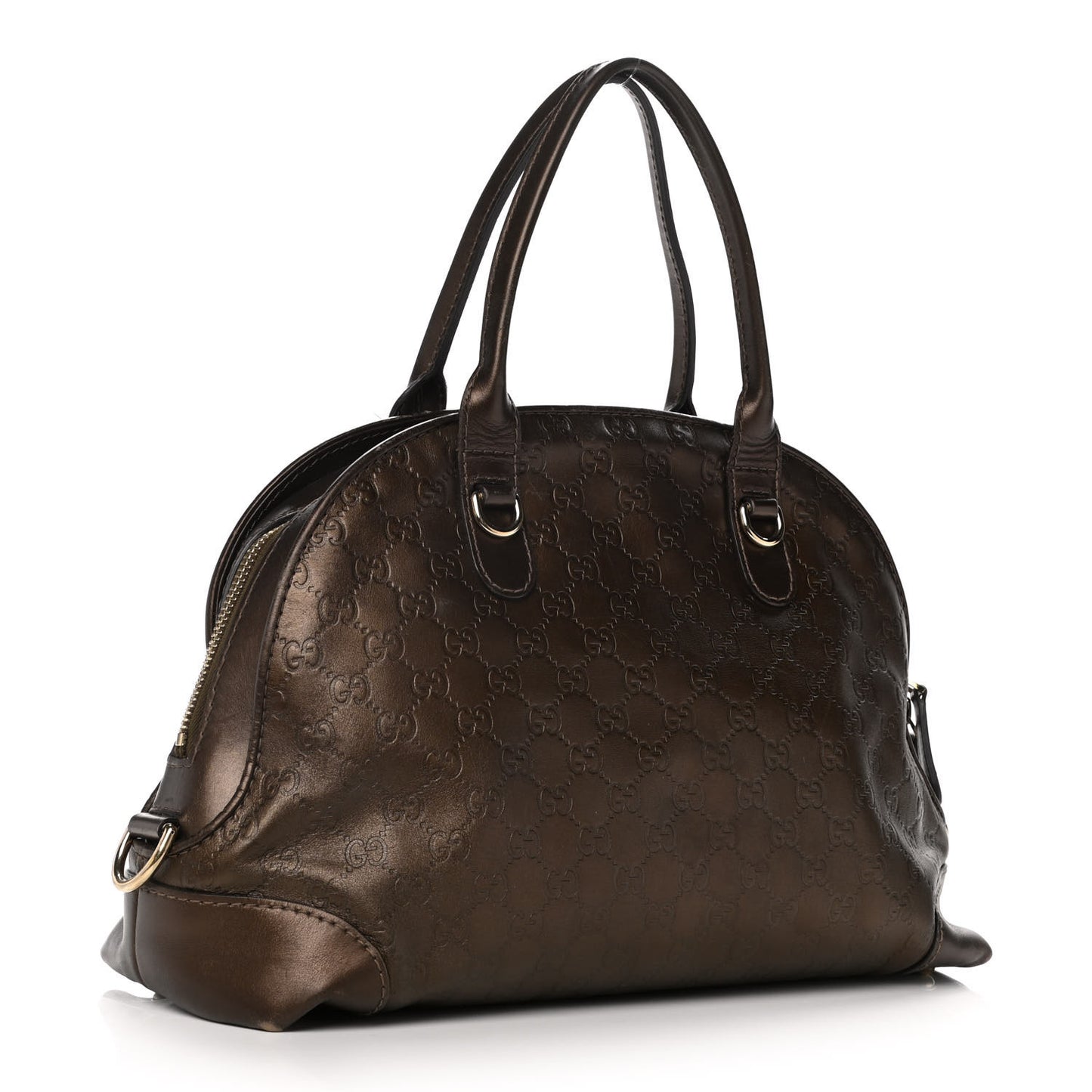 Metallic Guccissima Heart Bit Charm Dome Satchel Bronze