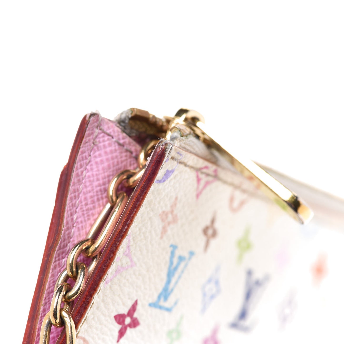 Monogram Multicolor Key Pouch White Litchi