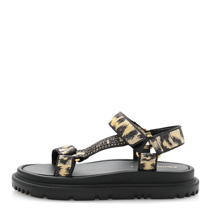 Christian Dior Technical Fabric Mizza Print Dioract Sandals 37 Beige Multicolor 1 of 9