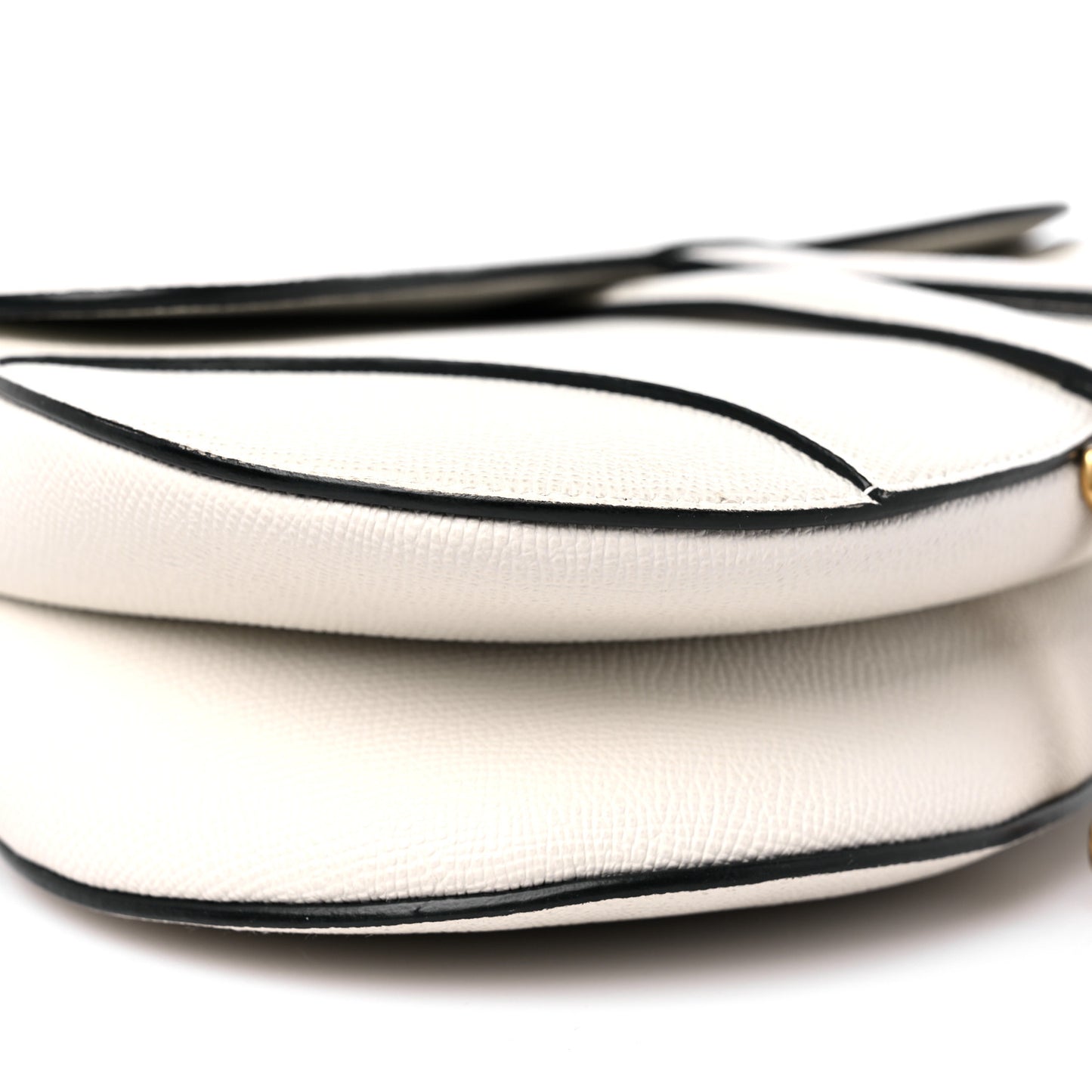 Grained Calfskin Saddle Bag White