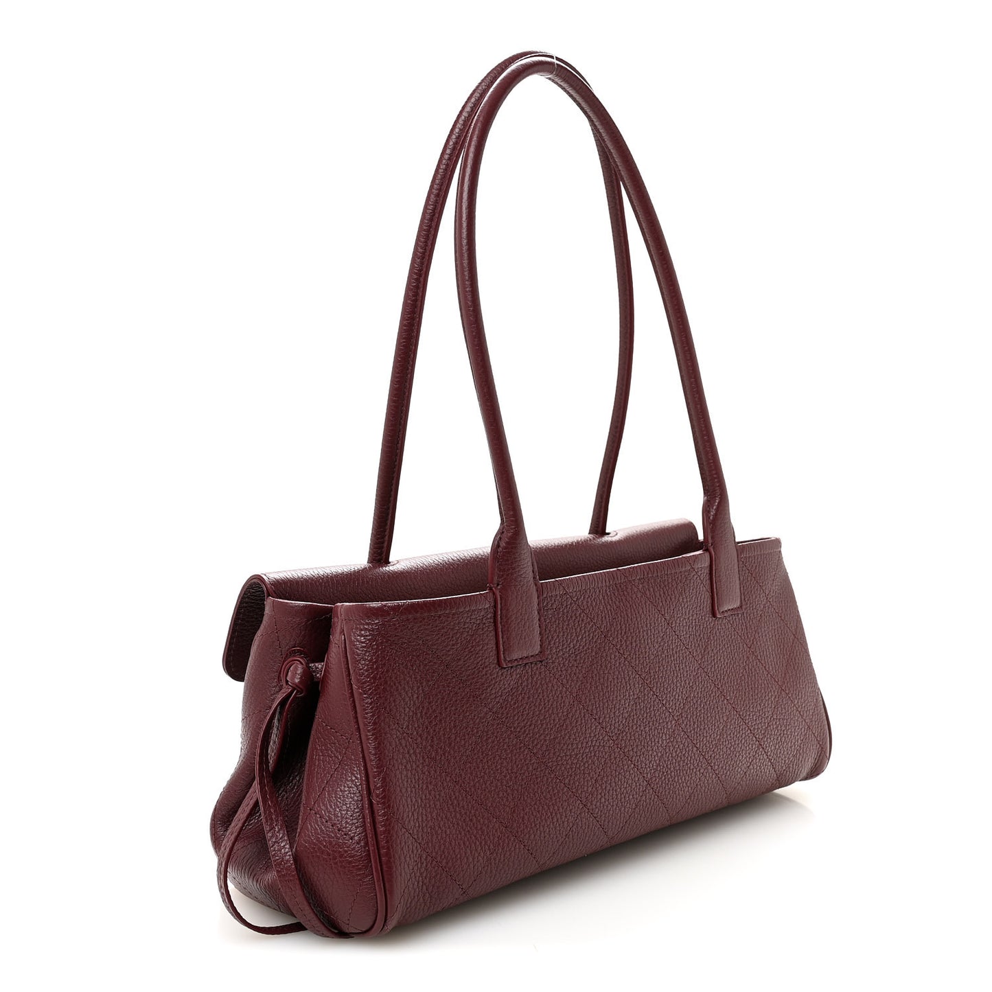 Grained Calfskin Stitched Urban Essentials Small Shopping Bag Burgundy