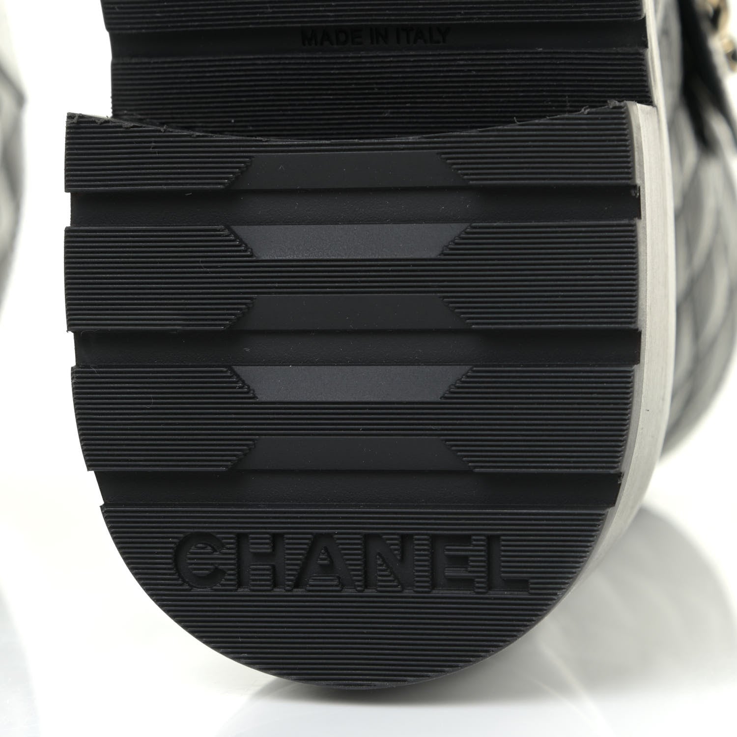 Chanel Shiny Calfskin Quilted Lace Up Combat Boots 37.5 Black 10 of 15