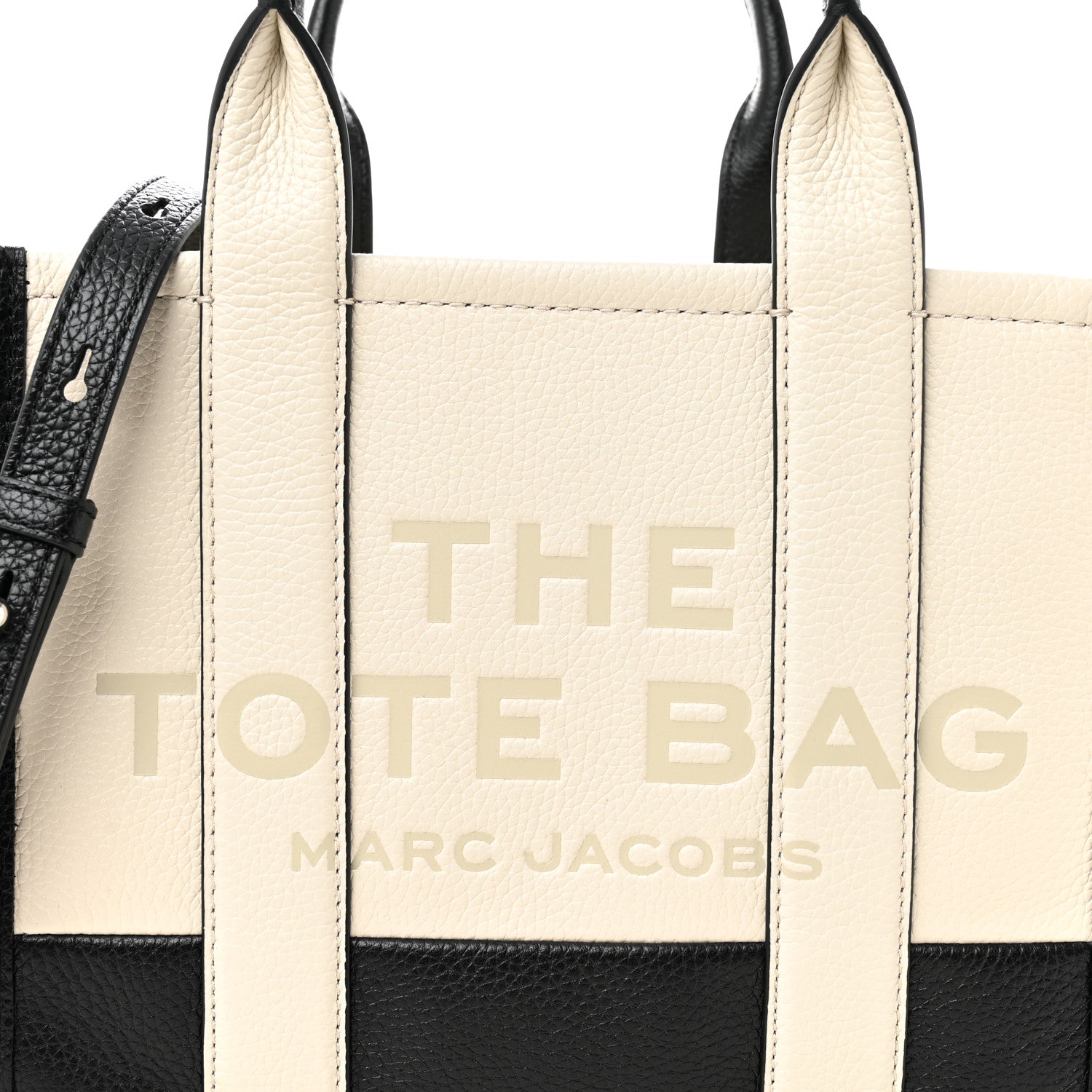 Marc Jacobs Grained Calfskin Small The Tote Bag Ivory Black 8 of 10