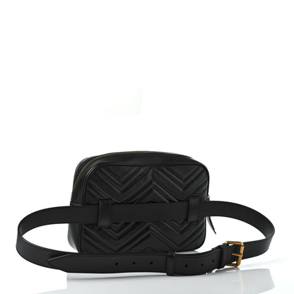 Gucci Calfskin Matelasse Mens GG Marmont Belt Bag 110 44 Black 3 of 4