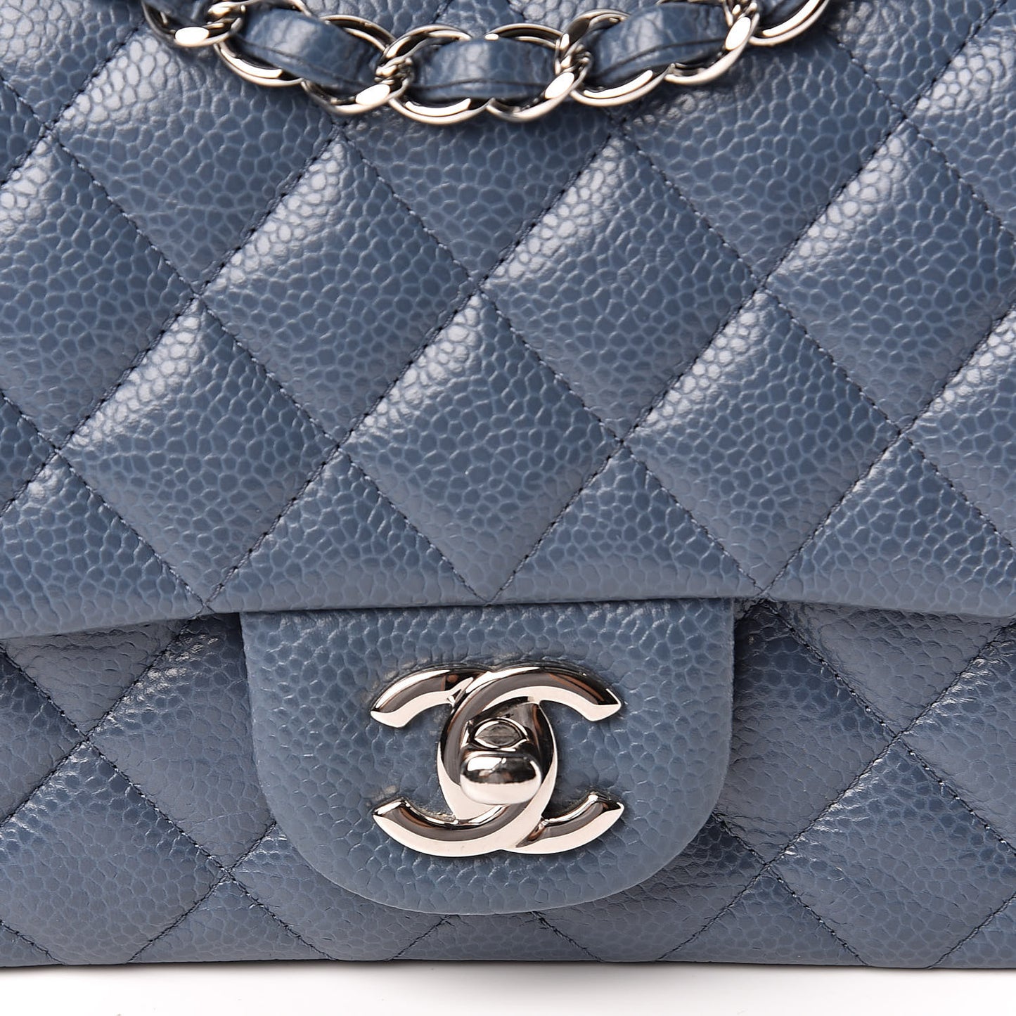 Caviar Quilted Mini Square Flap Dark Blue
