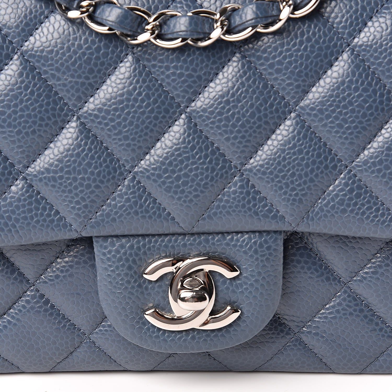 Chanel Caviar Quilted Mini Square Flap Dark Blue 10 of 11