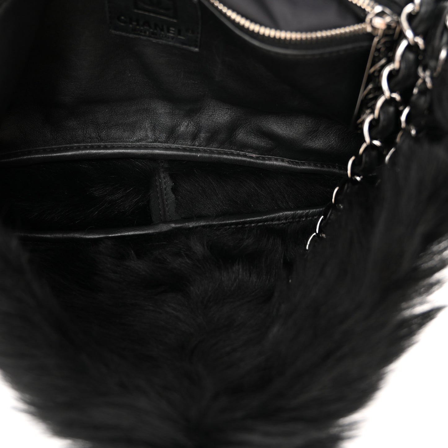 Suede Fur Quilted Flap Black