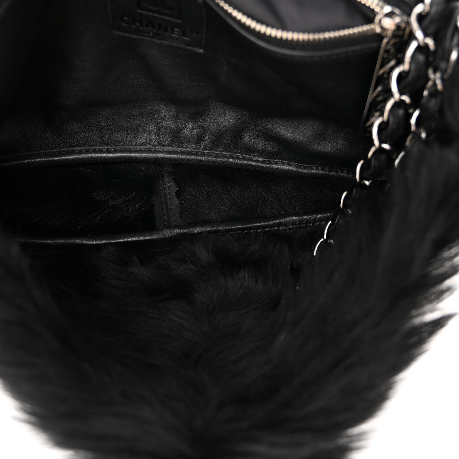 Chanel Suede Fur Quilted Flap Black 5 of 10