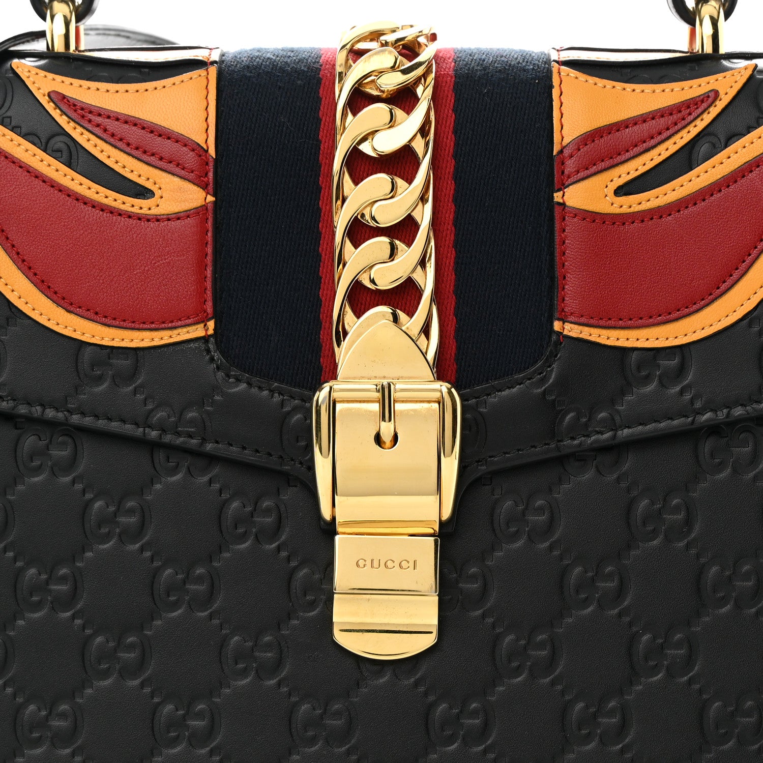Gucci Guccissima Signature Medium Sylvie Top Handle Bag Black 8 of 14
