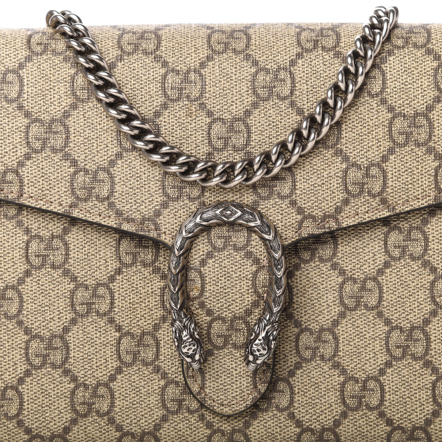 Gucci GG Supreme Monogram Mini Dionysus Chain Wallet Beige Black 10 of 11