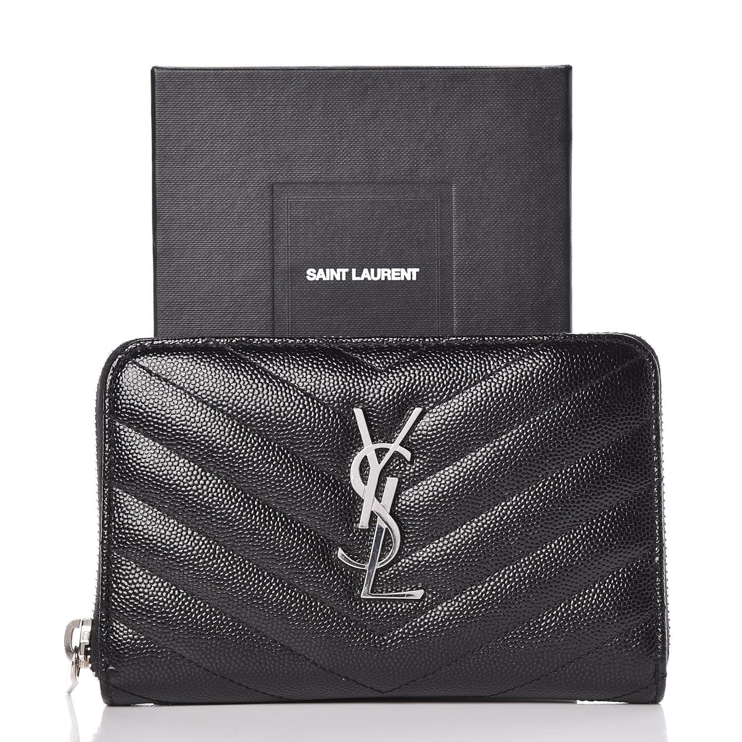 Grain De Poudre Matelasse Chevron Monogram Zip Around Wallet Black