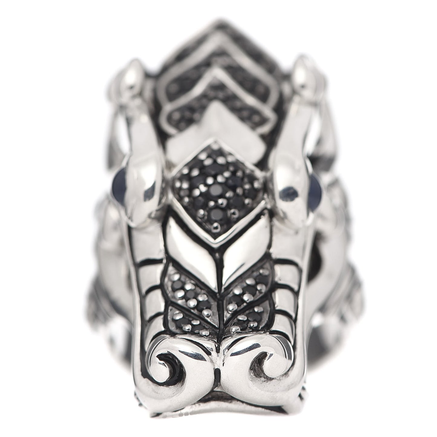 Sterling Silver Black Spinel Sapphire Naga Head Ring 53 6.25
