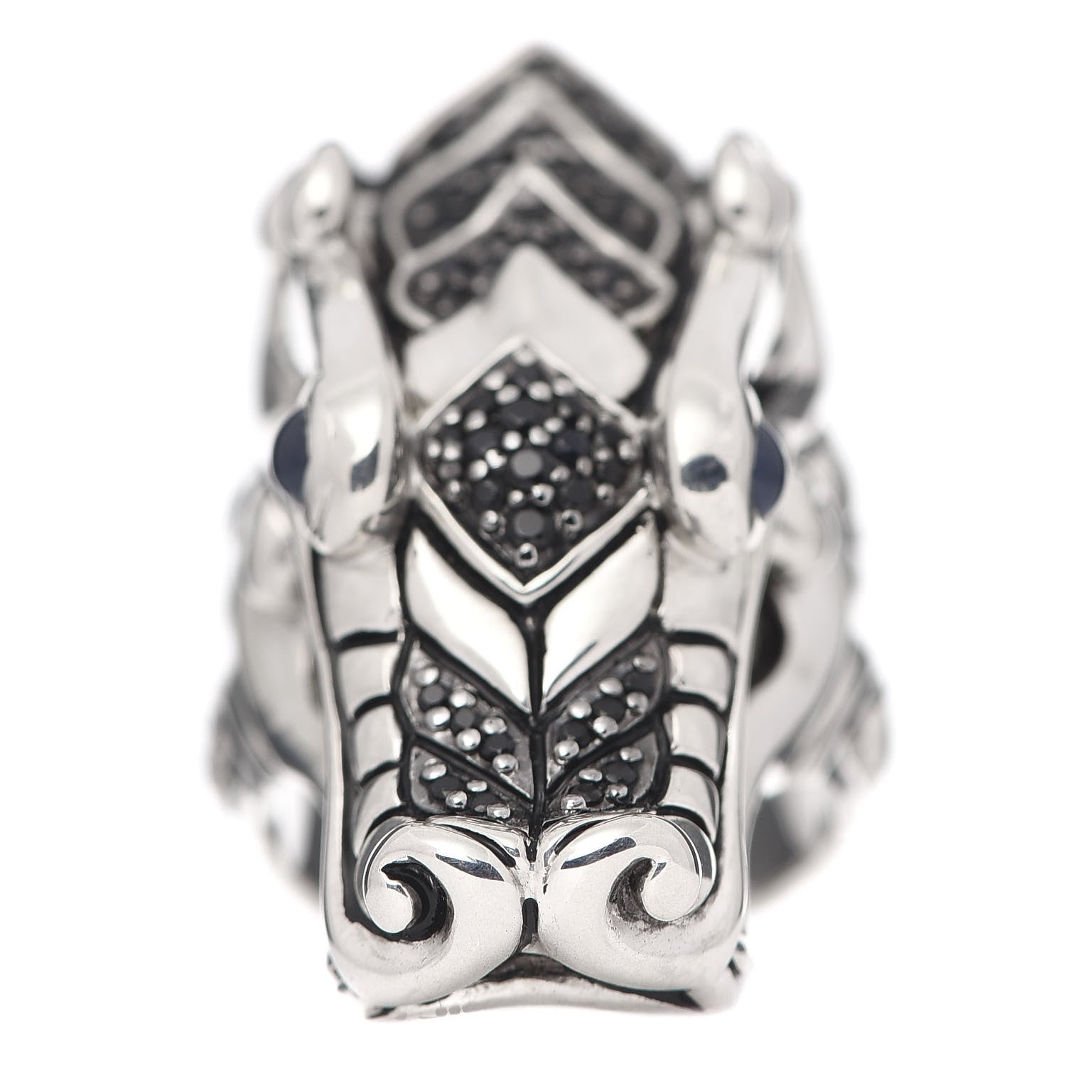 John Hardy Sterling Silver Black Spinel Sapphire Naga Head Ring 53 6.25 3 of 8