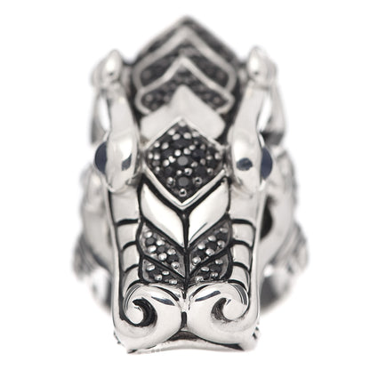John Hardy Sterling Silver Black Spinel Sapphire Naga Head Ring 53 6.25 3 of 8