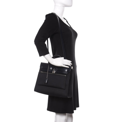 Hermes Military Toile Vache Hunter Herbag Zip PM 31 Black Bleu Indigo 2 of 10