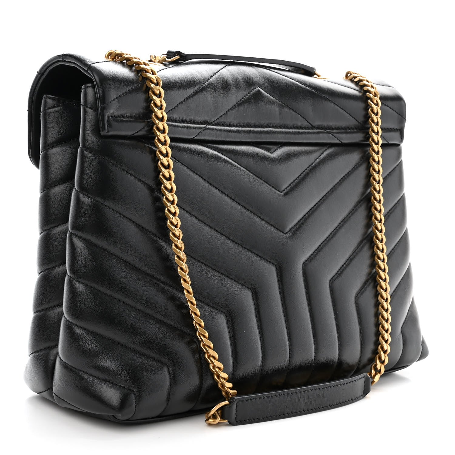 Saint Laurent Calfskin Y Quilted Monogram Medium Loulou Chain Satchel Black 3 of 12