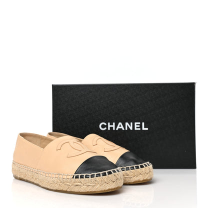 Chanel Lambskin CC Espadrilles 36 Beige Black 9 of 9