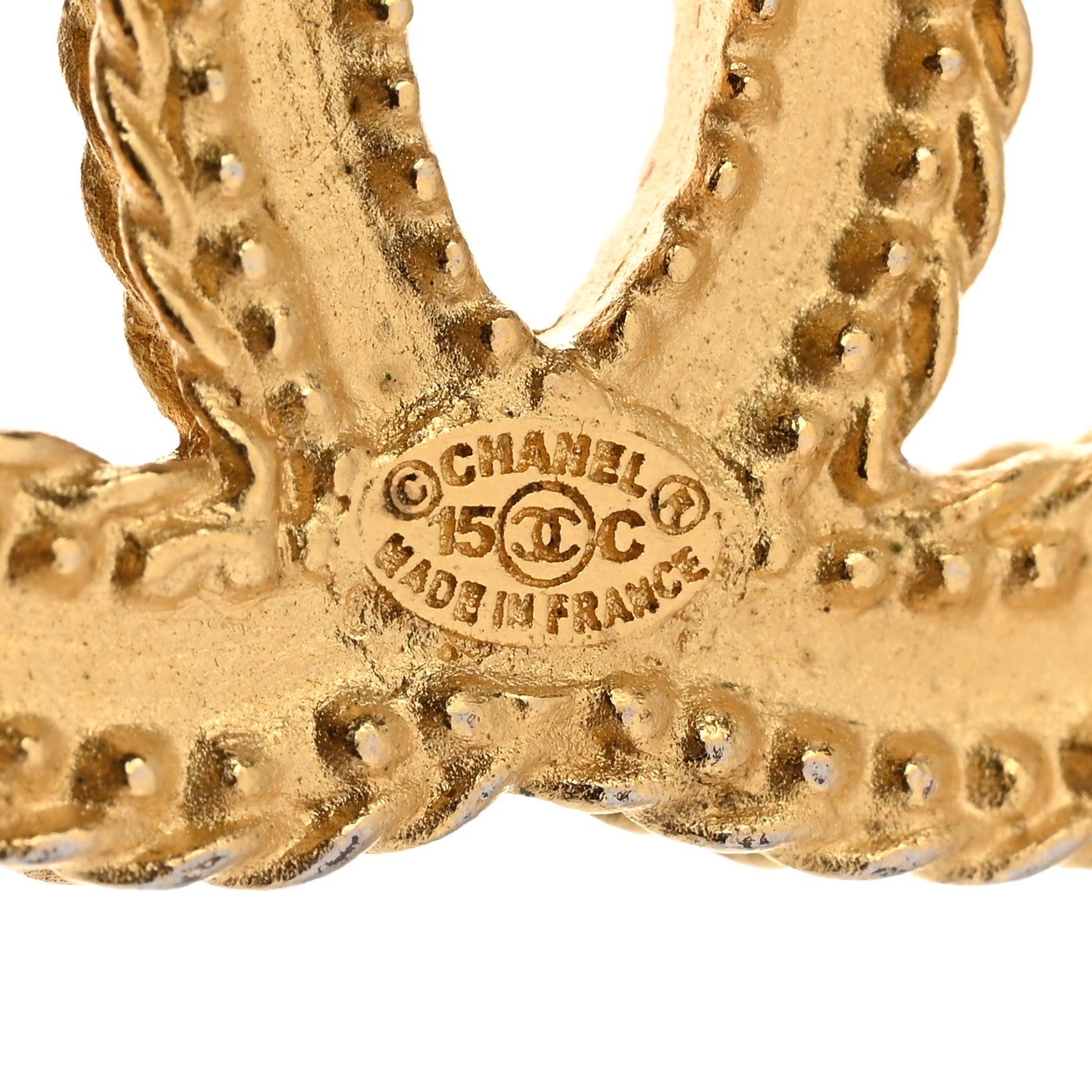 Chanel CC Drop Earrings Matte Gold 3 of 4