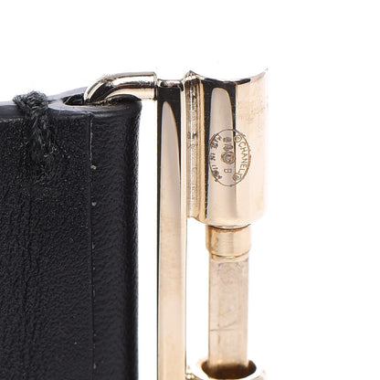Chanel Calfskin Logo Cuff Bracelet Black Gold 5 of 8