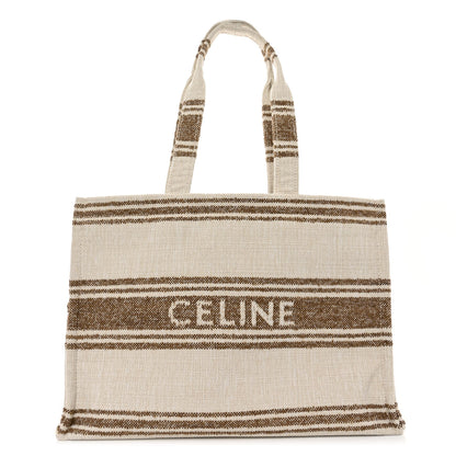 Celine Jacquard Striped Large Cabas Thais Tobacco Tan 1 of 9