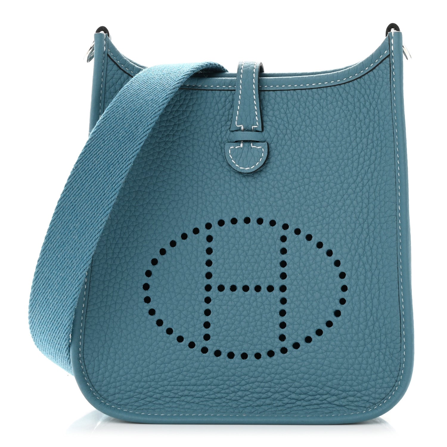 Hermes Taurillon Clemence Evelyne TPM New Blue Jean 1 of 11