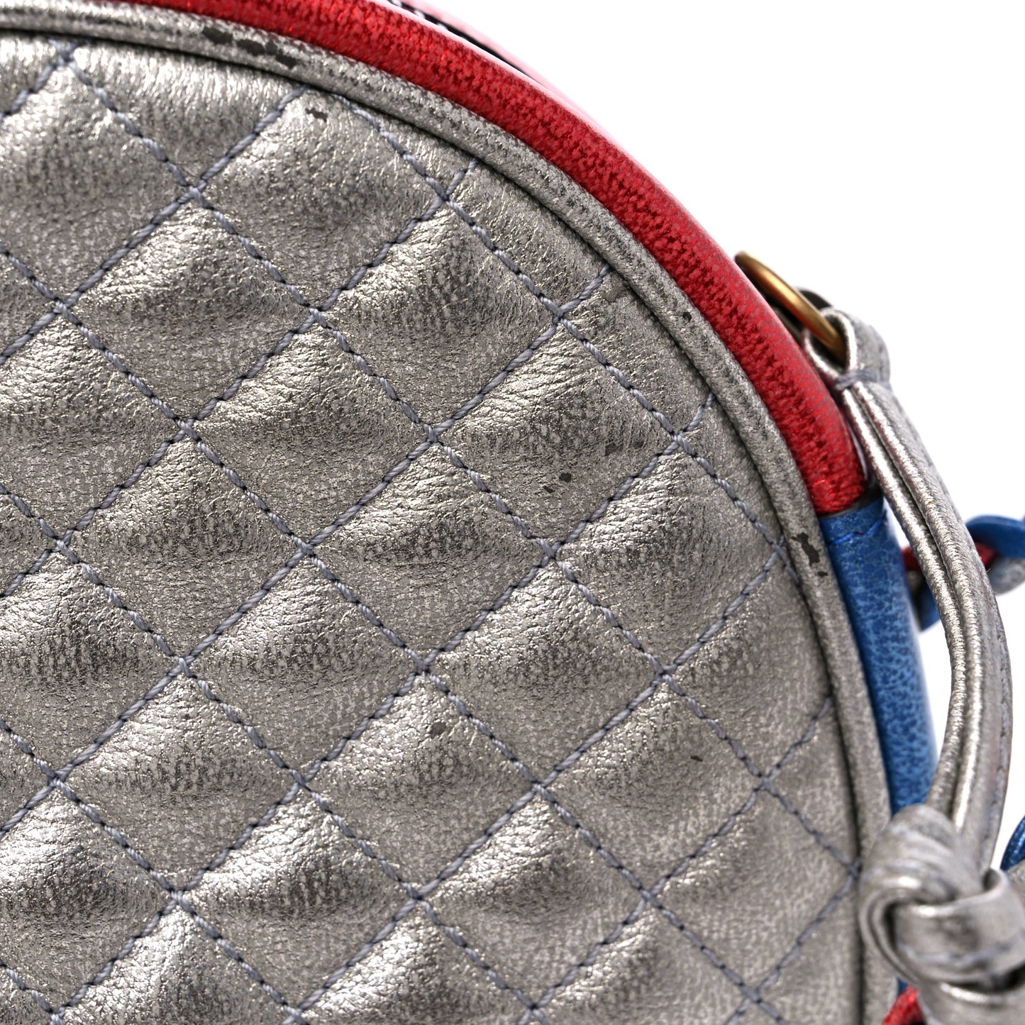 Laminated Nappa Trapuntata Mini Zumi Dome Shoulder Bag Rosso Marine Argento