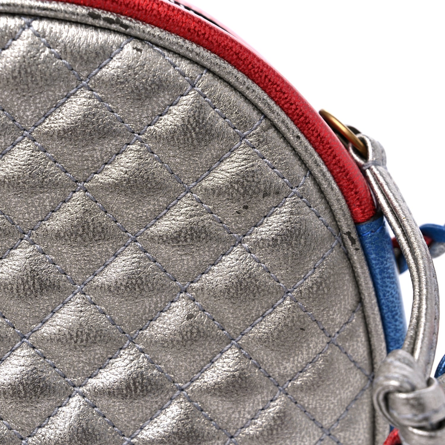 Gucci Laminated Nappa Trapuntata Mini Zumi Dome Shoulder Bag Rosso Marine Argento 10 of 10