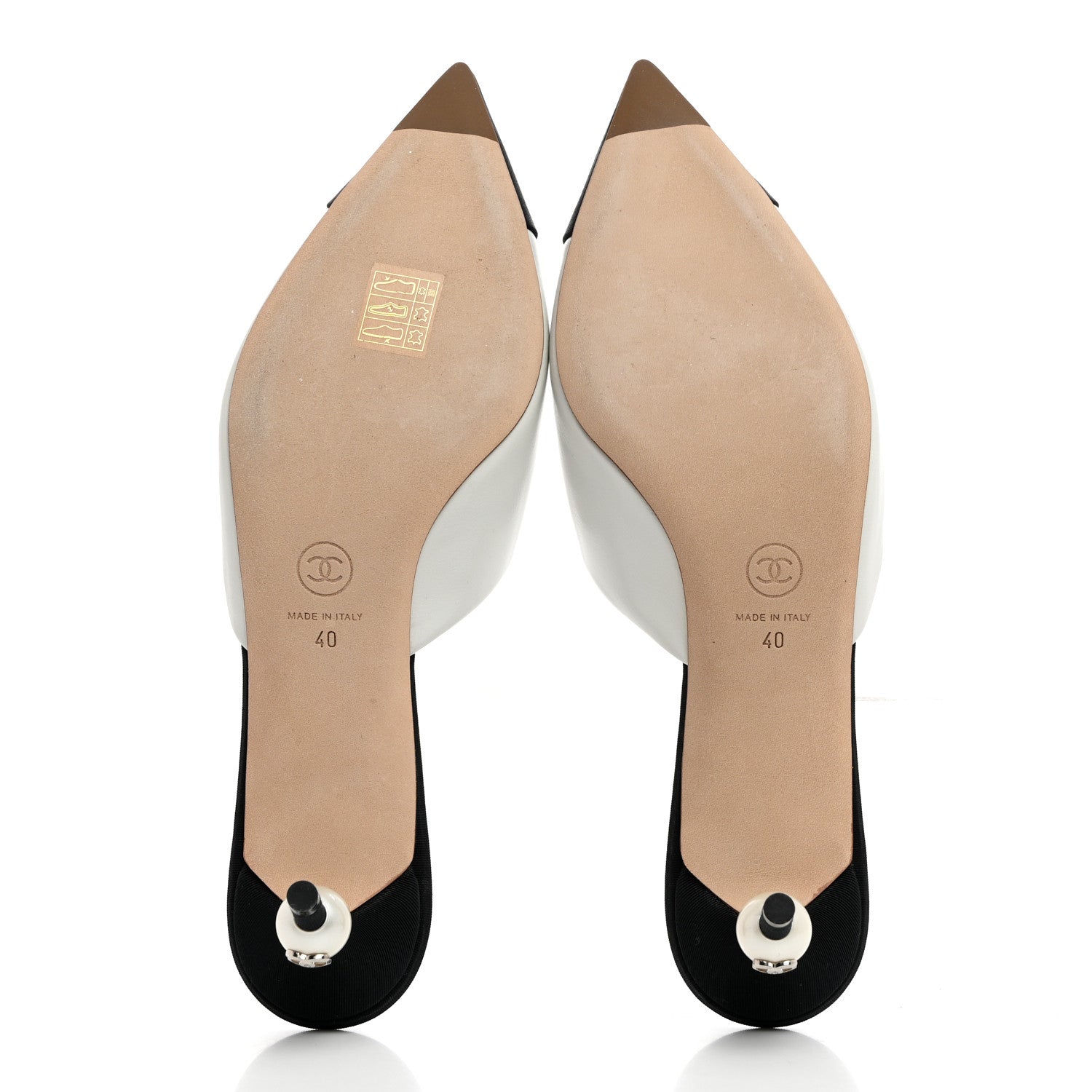 Chanel Lambskin Grosgrain Cap Toe Pearl Mule 40 Ecru Black 5 of 9