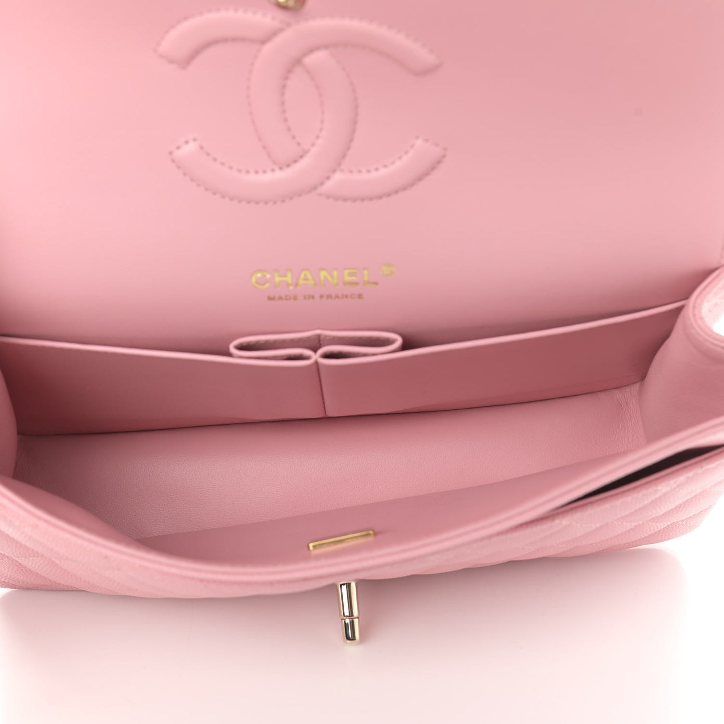 Caviar Quilted Medium Double Flap Pink