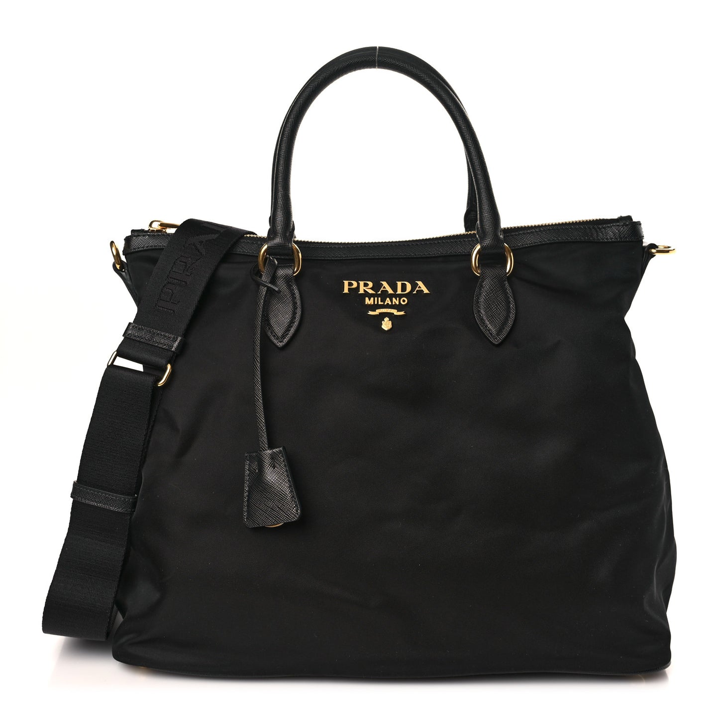 Tessuto Nylon Saffiano Satchel Black