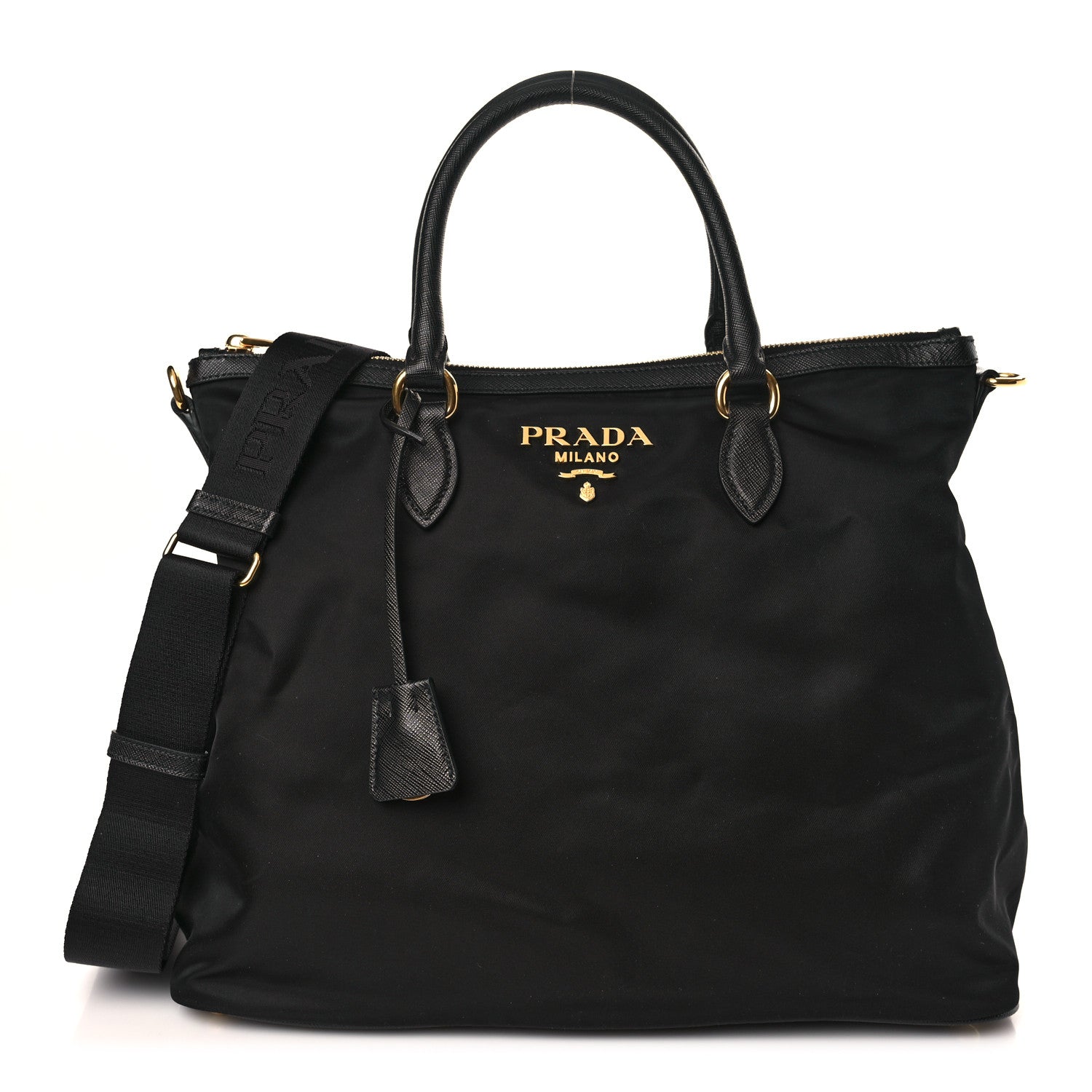 Prada Tessuto Nylon Saffiano Satchel Black 1 of 8