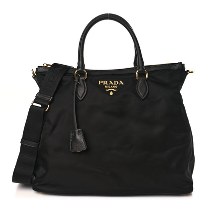Prada Tessuto Nylon Saffiano Satchel Black 1 of 8