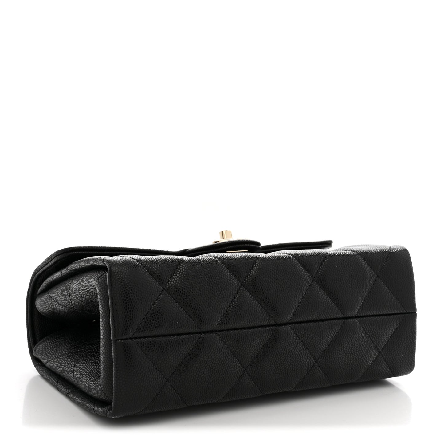Caviar Quilted Retro Mini Twist Top Handle Clutch Flap Black