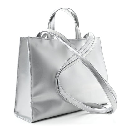 Telfar Metallic Vegan Leather Medium Shopping Bag Silver 3 of 9