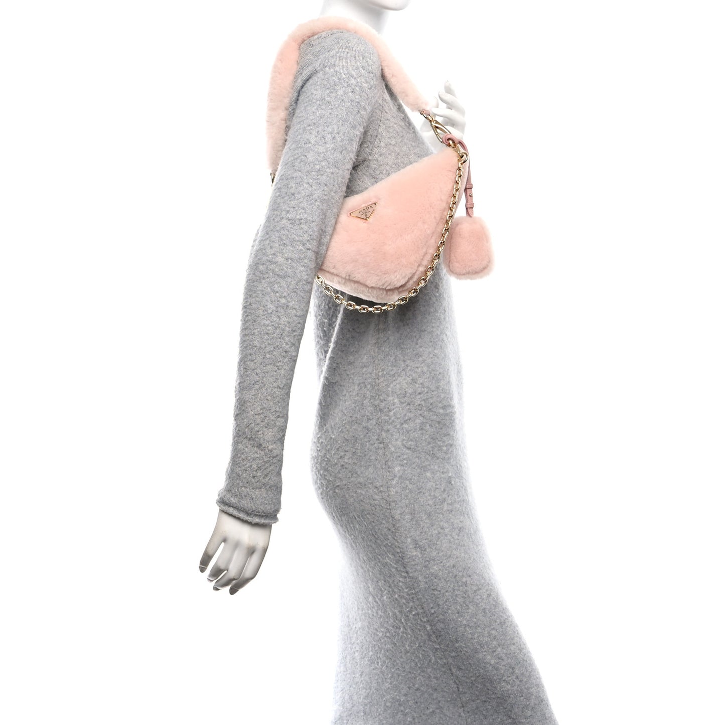 Montone Shearling Mini Triangle Bag Orchidea