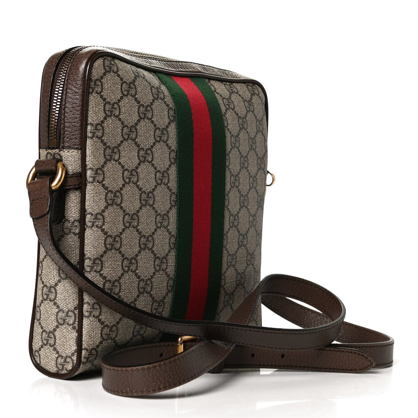 GG Supreme Monogram Web Small Ophidia Messenger Bag Brown
