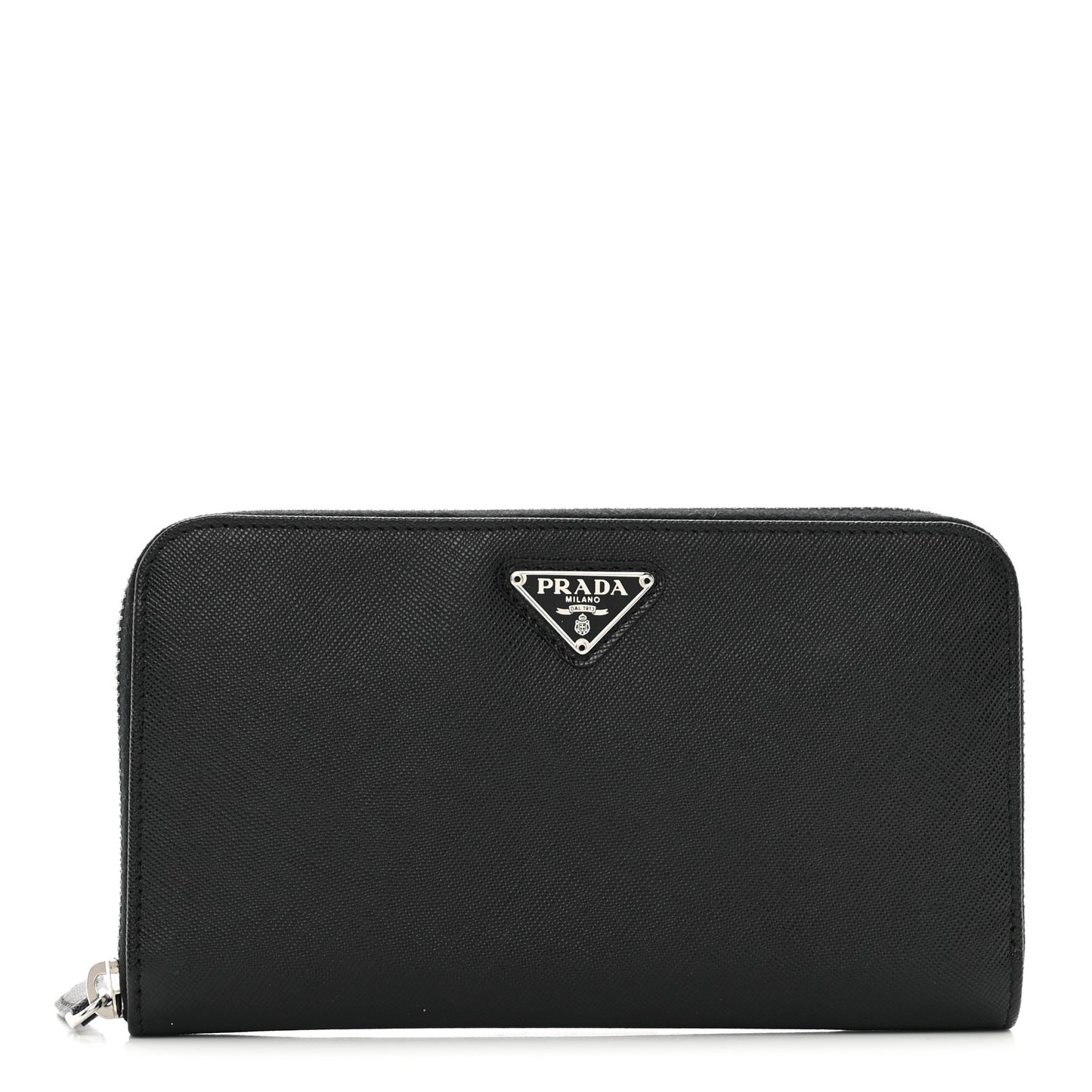 Saffiano Triangle Zip Around Wallet Black