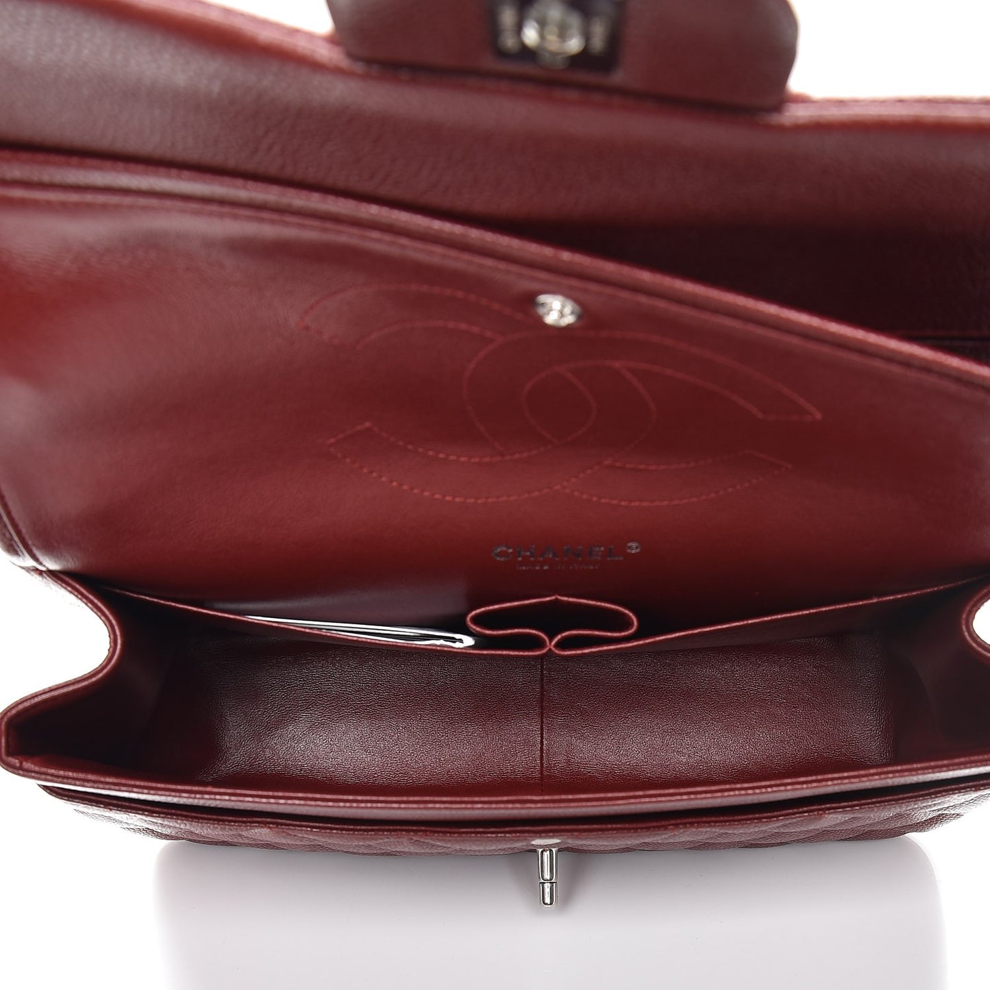 Caviar Quilted Jumbo Double Flap Dark Red