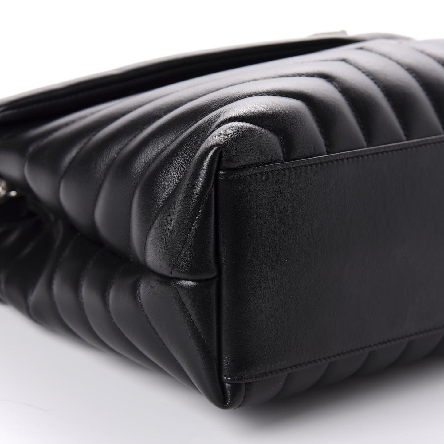 Calfskin Y Quilted Monogram Medium Loulou Chain Satchel Black
