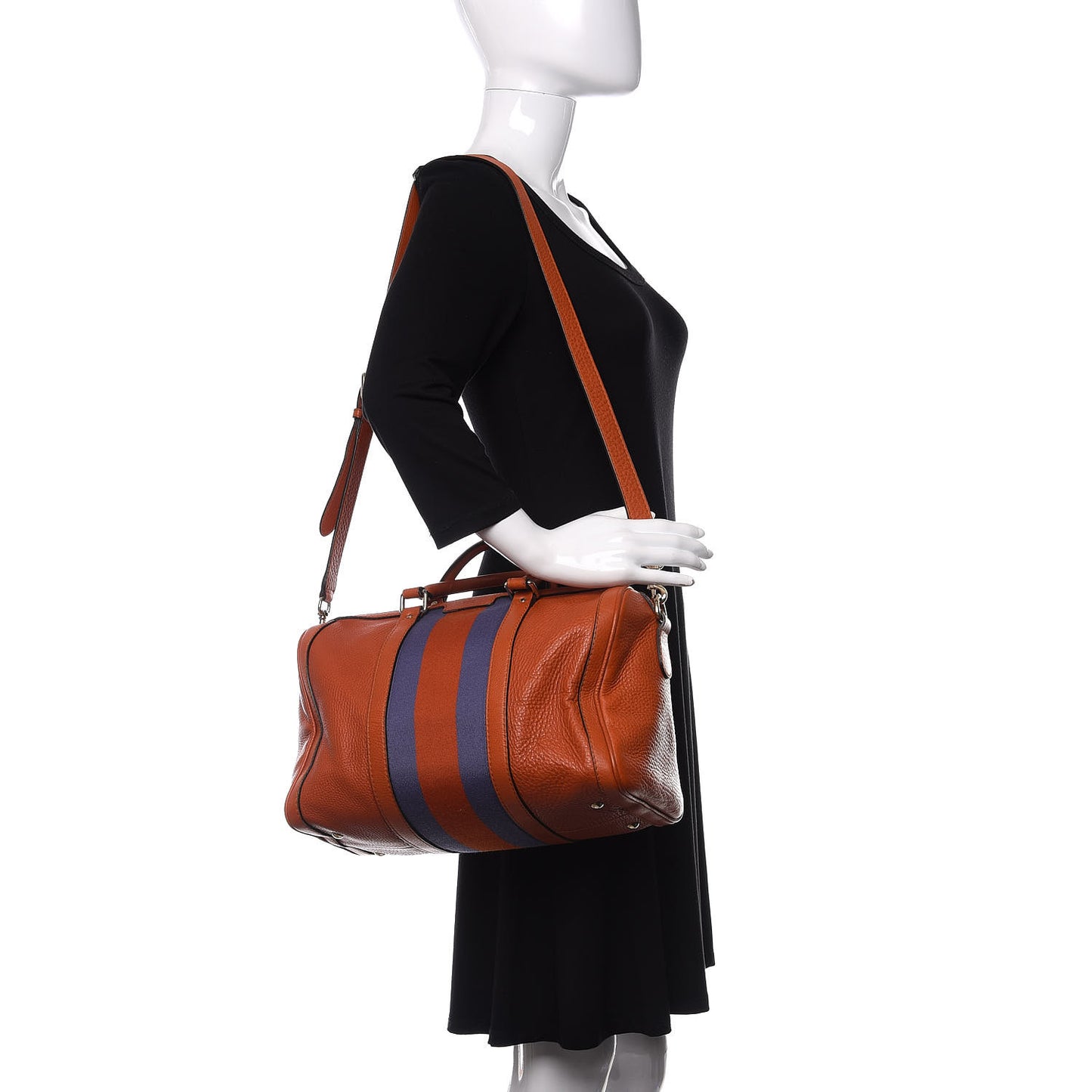Calfskin Vintage Web Medium Boston Orange Blue
