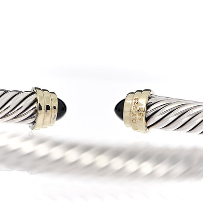 David Yurman Sterling Silver 14K Yellow Gold Black Onyx 5mm Cable Classics Petite Color Bracelet 4 of 5
